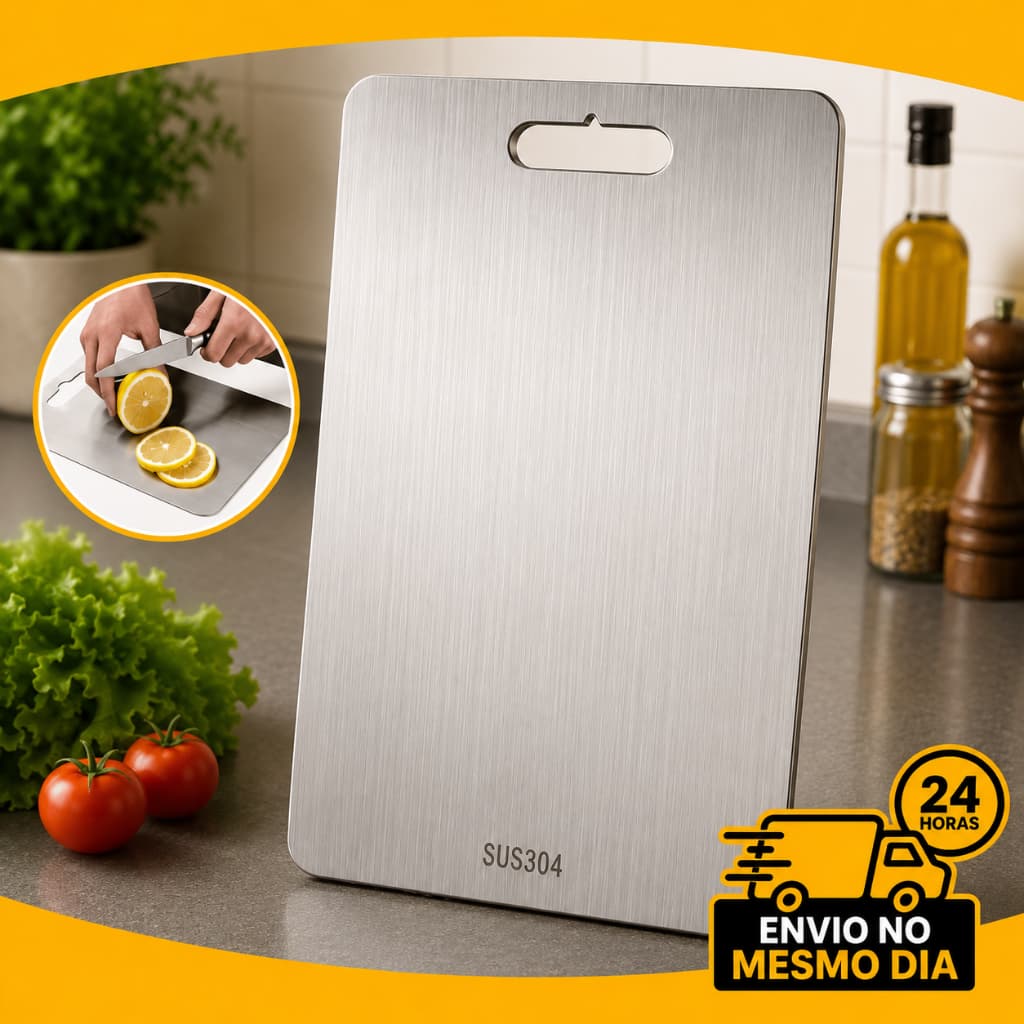 Tábua de Corte Aço Inoxidável 304 34cm Cozinha Carne Frutas Legumes Envio Imediato