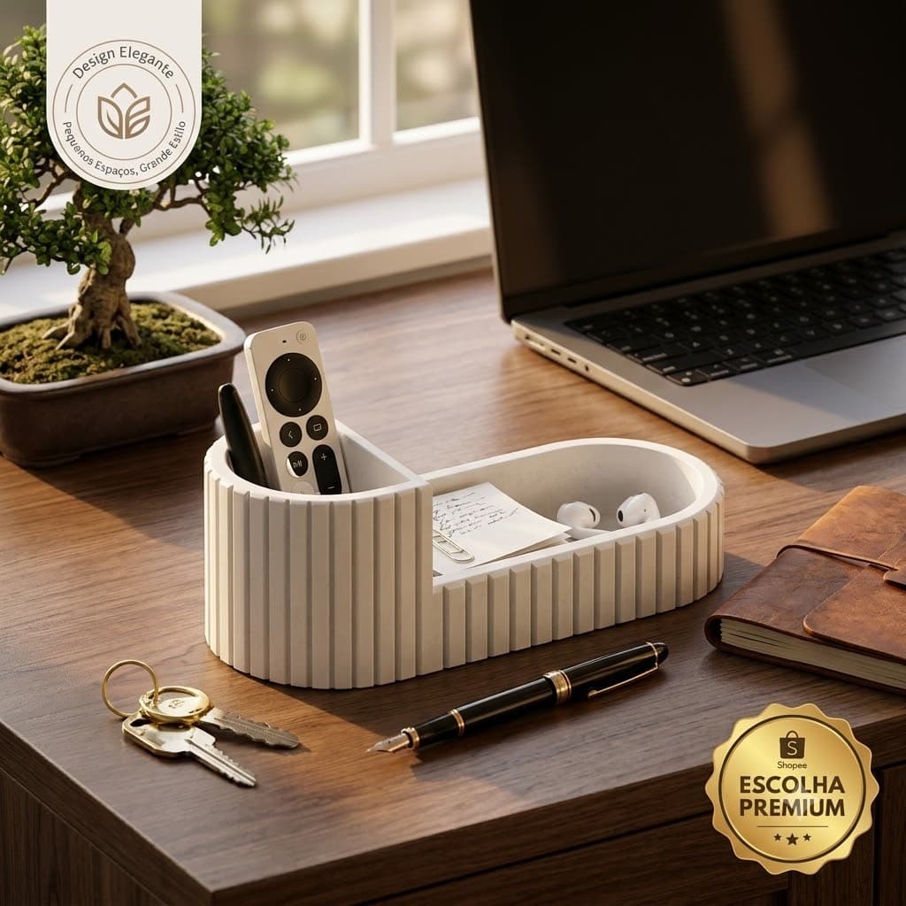 Organizador de Mesa Ripado Premium Porta Objetos Multiuso Escritório Home Office Decoração Moderna