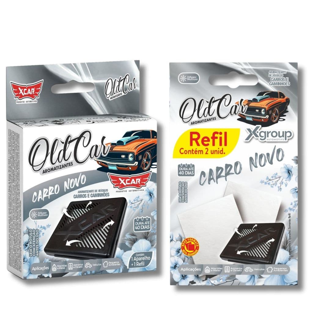 Kit Aromatizante Oldcar Xcar Aparelho + Refil Com 02 Unidades Carro Novo