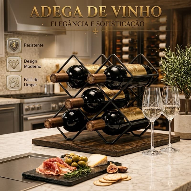 Organizador de Vinho em Metal Adega Sofisticação e Estilo para Sua Decoração