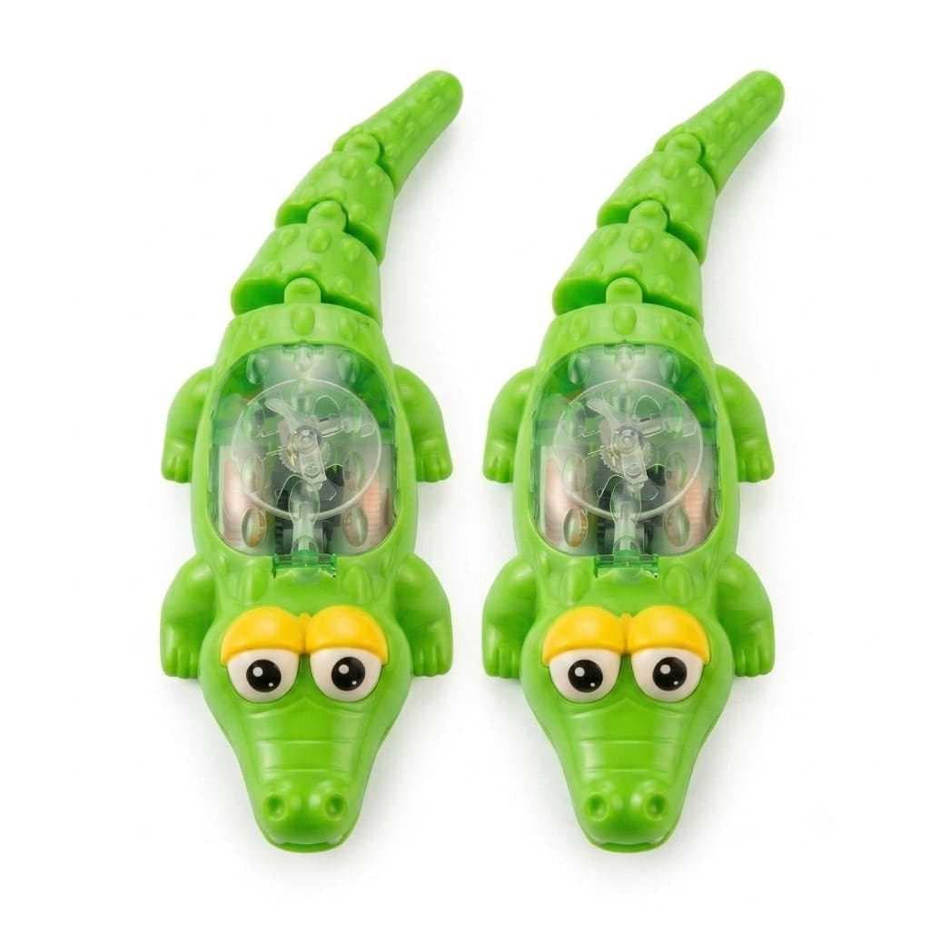 Kit com 2 Brinquedo Jacaré Articulado Jacaré A Corda Que Anda Sozinho Meninos Meninas