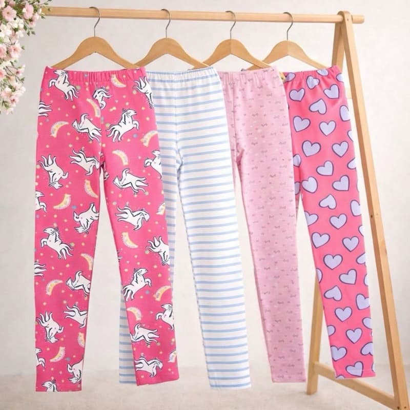 2 Calças Legging Infantil Canelada Cotton Algodão Confortável Menina 1 ao 12 Anos