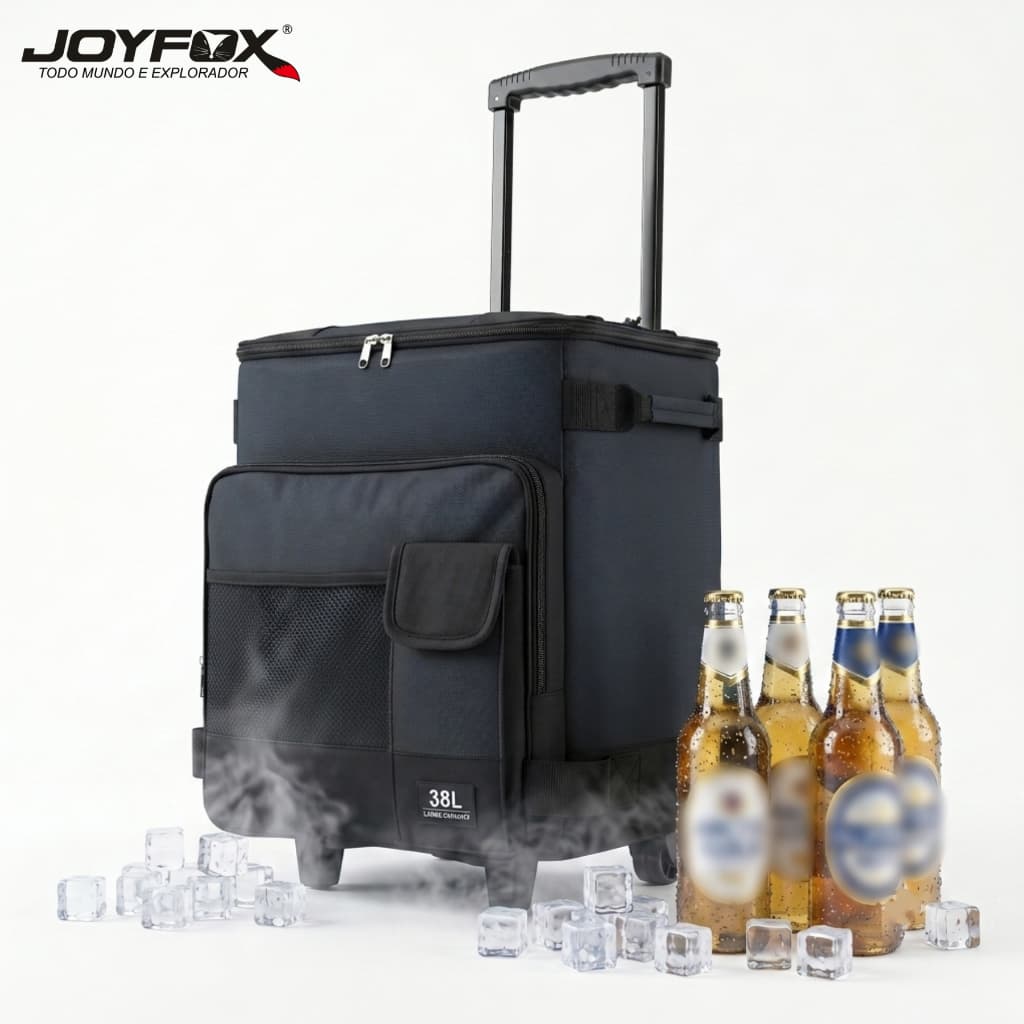Bolsa Térmica Com Rodinhas 38L Dobrável Impermeável Carrinho Para Praia Camping Churrasco