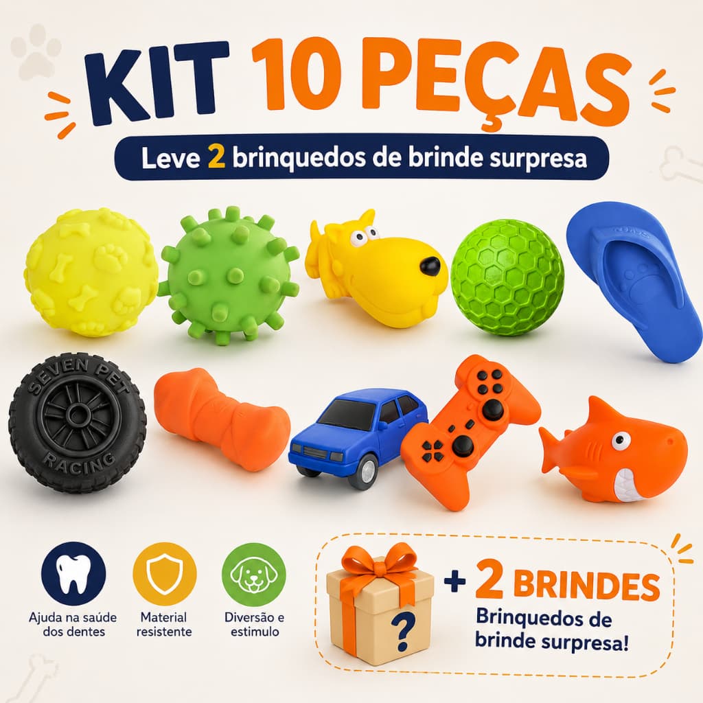 Kit 12 Brinquedos Mordedor Pet mordedor pet Kit 12 Brinquedos Mordedor Pet Cachorro Filhotes Porte Médio