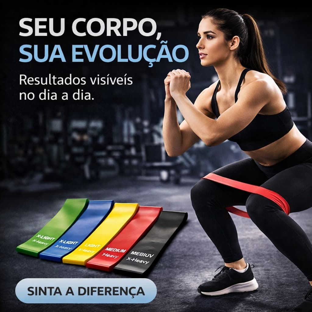 Kit 5 Mini Band Elástico Exercício Academia Treino em Casa Pilates Funcional Reabilitação