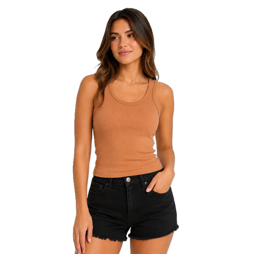 Regata Feminina Blusa Alça Ribana Canelada 2x1 Algodão e Elastano Ajustada ao Corpo Conforto Casual