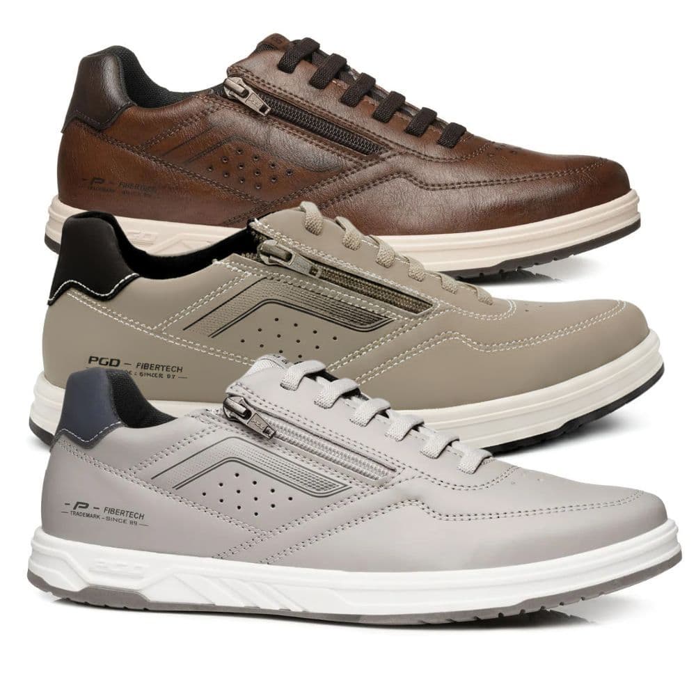 Sapatênis Pegada Masculino Couro Conforto Zíper Lateral Solado 172005