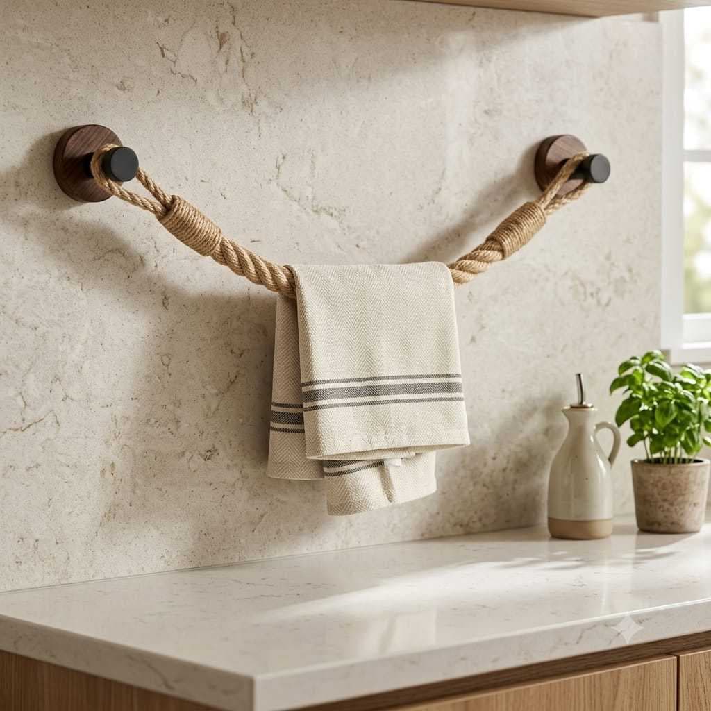 suporte papel higienico e toalha rustico corda de sisal com suporte