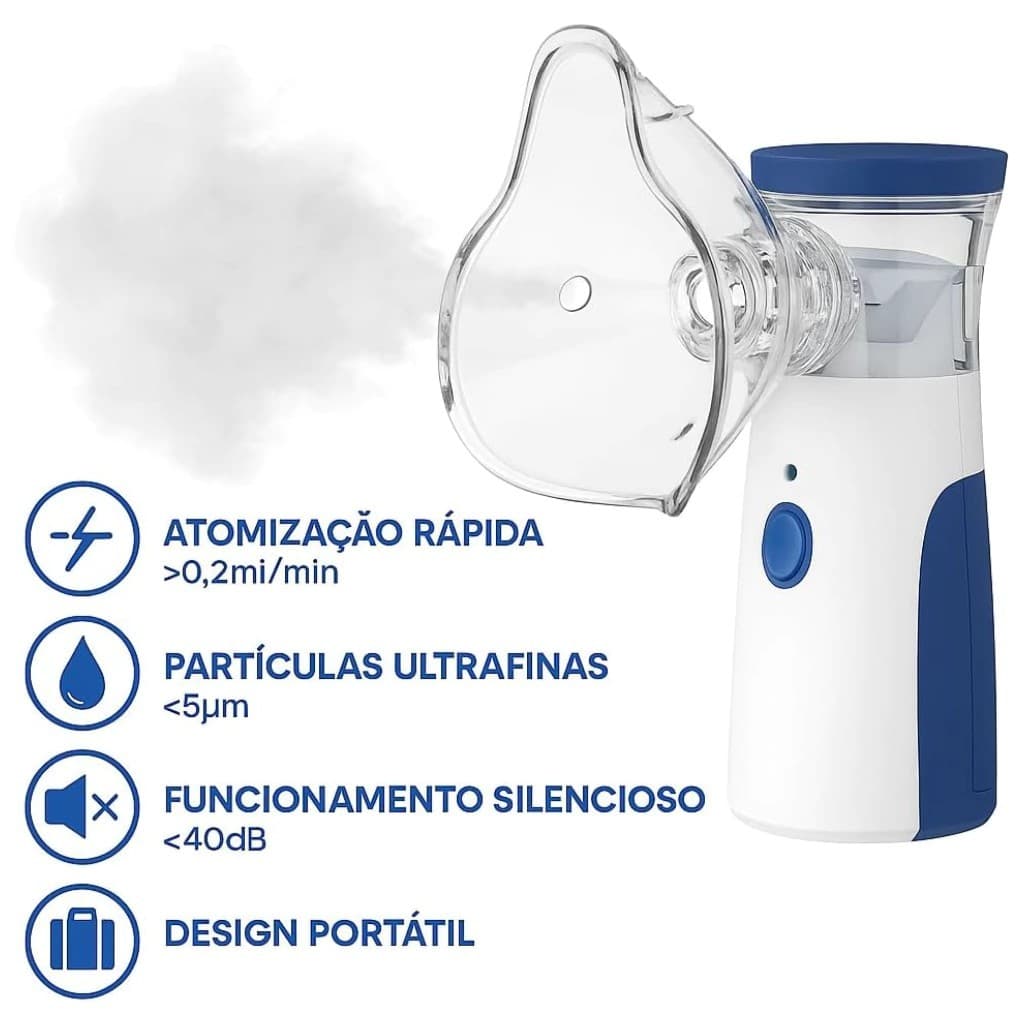 Inalador Nebulizador Portátil Mini Recarregável Cor Branco 110v/220v