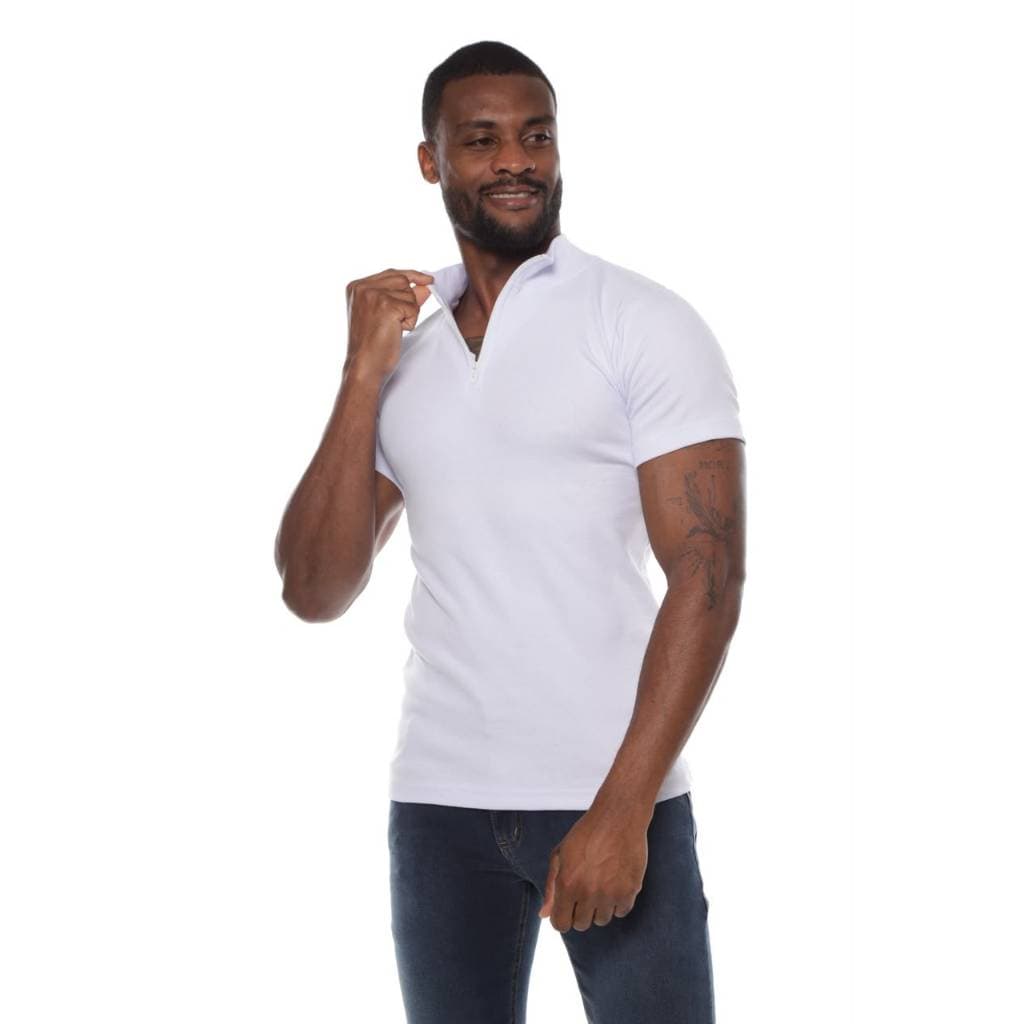 Camiseta Manga Curta Cacharrel com Zíper Canelada