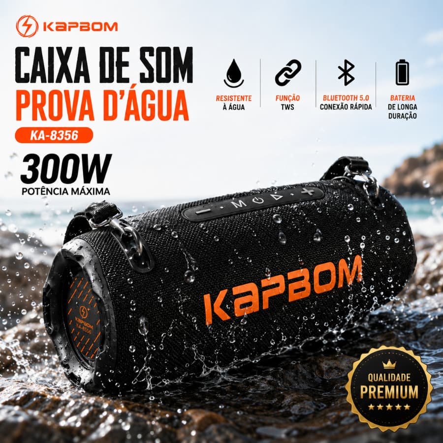 Caixa De Som 300w Ka-8356 TWS Potência Máxima Recarregável Para Sua Festa A Prova De Água Diversão em Familia Churrasco