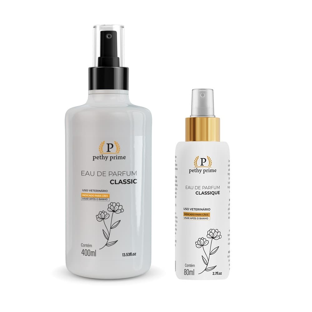 Eau de Parfum Classique Pethy Prime 80ml ou 400ml | Perfume Profissional para Cães e Gatos