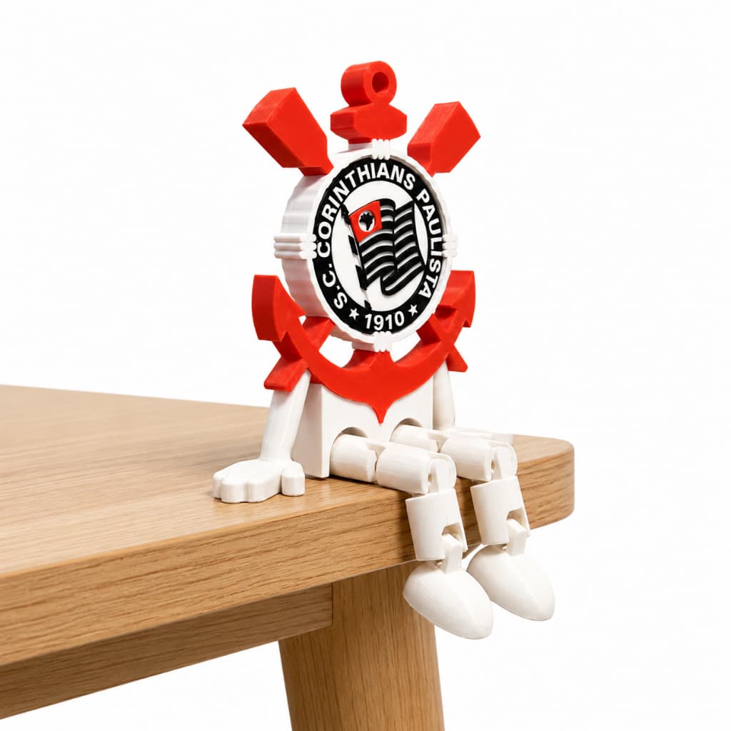 Boneco Escudo Corinthians – Mascote Articulado com Pernas Flexíveis | Presente Criativo