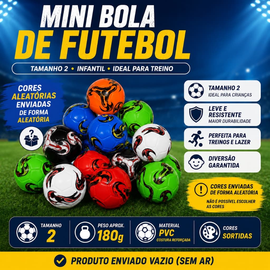 KIT 5/10/20/30/40 Peças Mini Bola De Futebol Pequena N°2 INFANTIL ENVIADO Cores e modelos Aleatórias