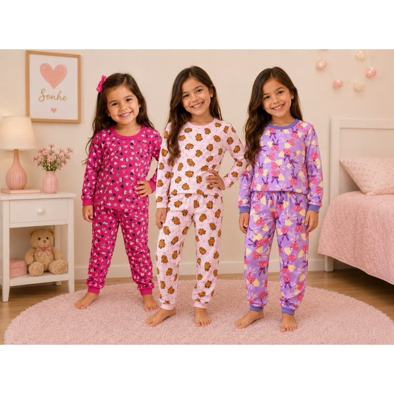 pijama infantil manga longa Sued , confortável , inverno
