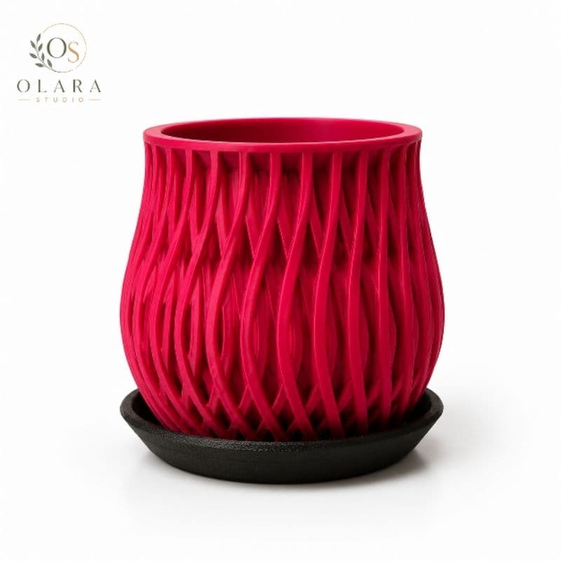 Vaso Decorativo para Plantas 10x10 cm com Prato Coletor | Cachepô Moderno em PLA | Olara Viseu