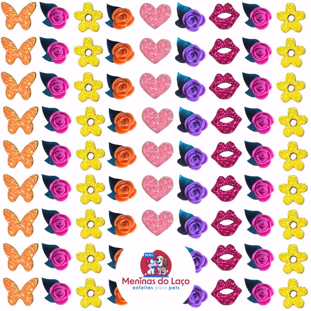 Kit 110 Adesivos Pet fêmea - 10 florzinhas adesivas e 100 mini adesivos - petshop