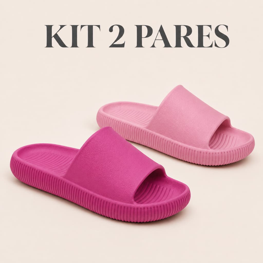 Kit 2 Chinelo Slide Nuvem Feminino Macio Confortável Antiderrapante Infantil e Adulto Tamanhos 27 ao 40