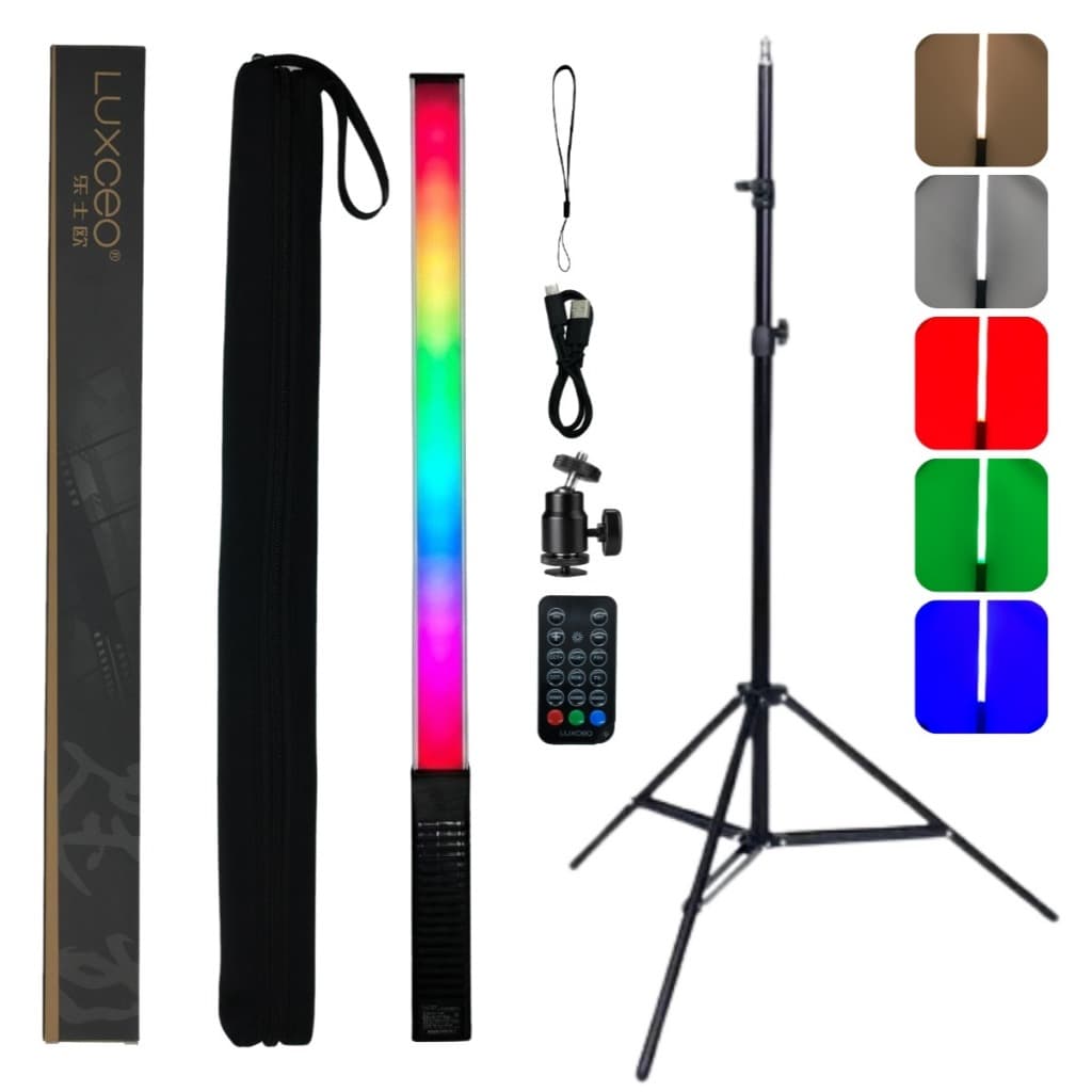 Bastão Luz Led 10w Q508a Rgb Bicolor Controle Remoto + Tripé Estrutura 2m
