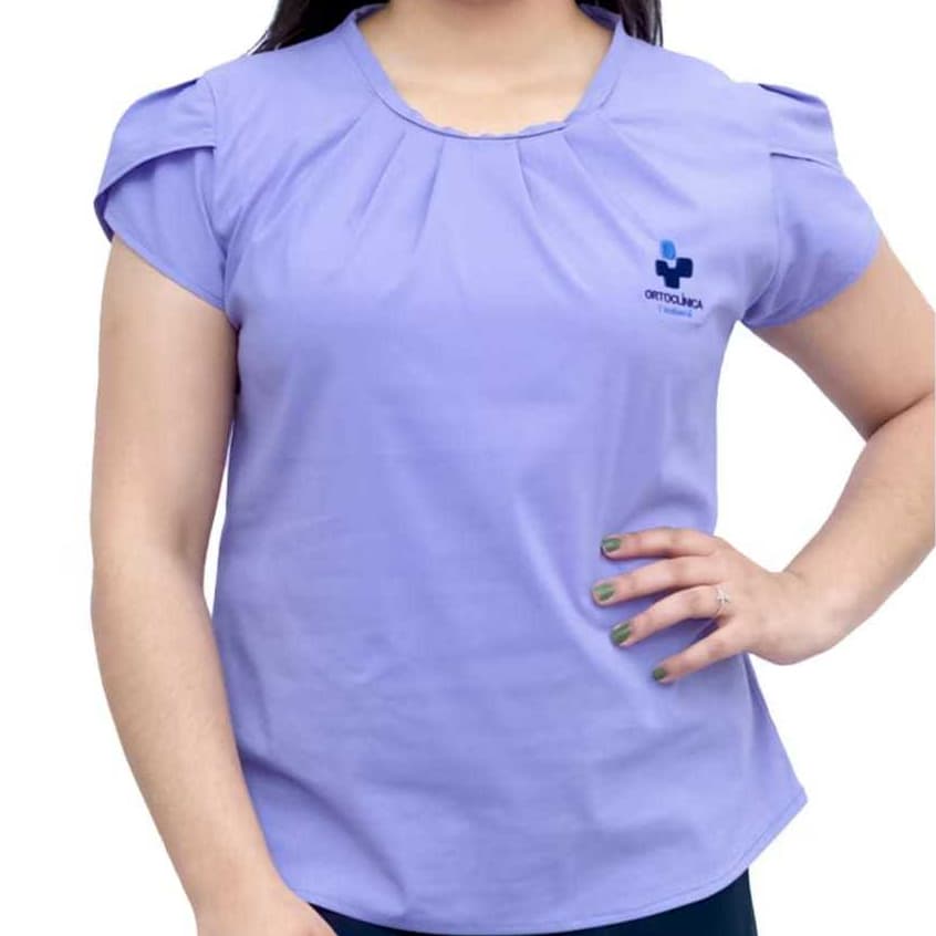 Blusa Camisete Modelo Tulipa -  Bordado personalizado: logotipo, nome - Secretária, Nail e Lash designer, esteticista