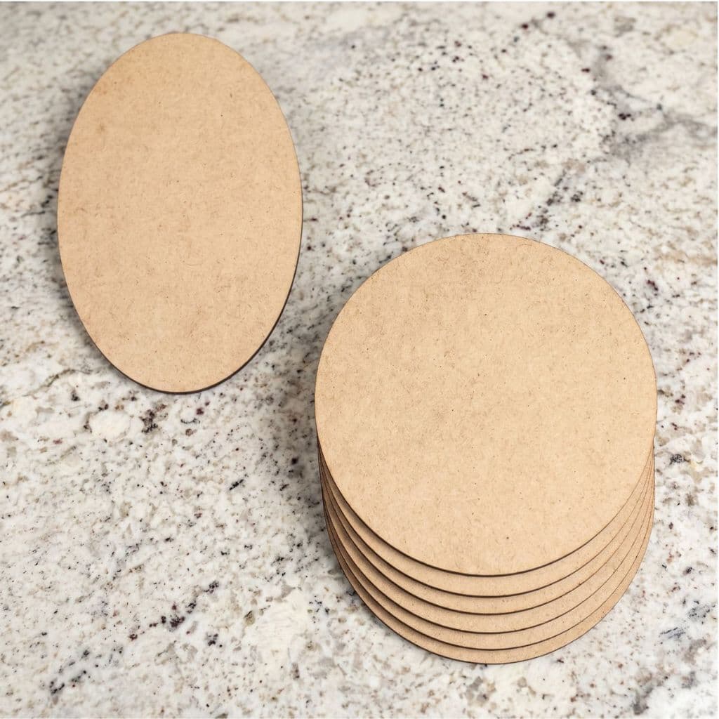 Kit 50 plaquinha base oval 8x14 cm mdf cru 3mm artesanato quadrinho placa mdf 14x8 cm