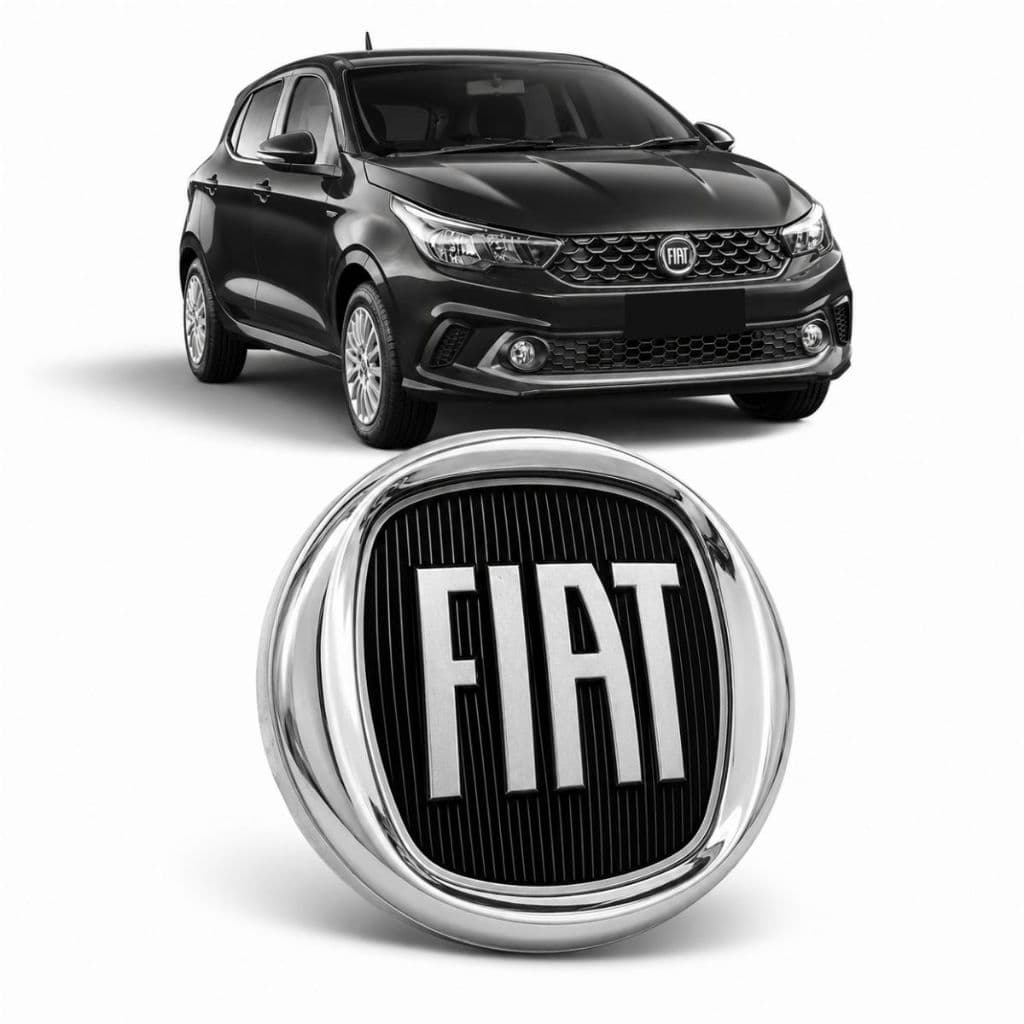 Emblema Fiat Black Grade Dianteira Argo Cronos 2017 a 2021 Ducato 2010 a 2022 Suporte Estepe Doblo Idea Adventure