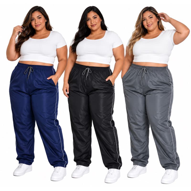 Calça Feminina Plus Size em Tactel Casual Premium