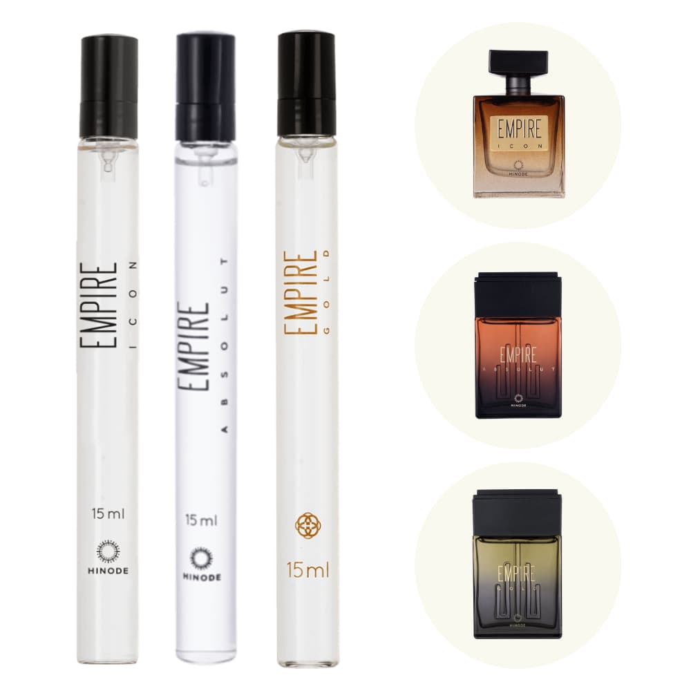 Kit 3 Perfumes Masculinos de Bolso Empire Icon + Absolut + Gold