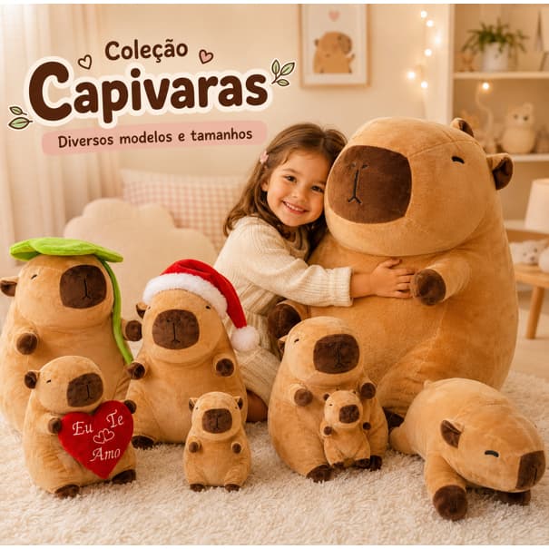 Pelúcia Capivara Gigante Original 22cm 32cm 45cm 80cm Antialérgica Silicone Puro Presente Fofo