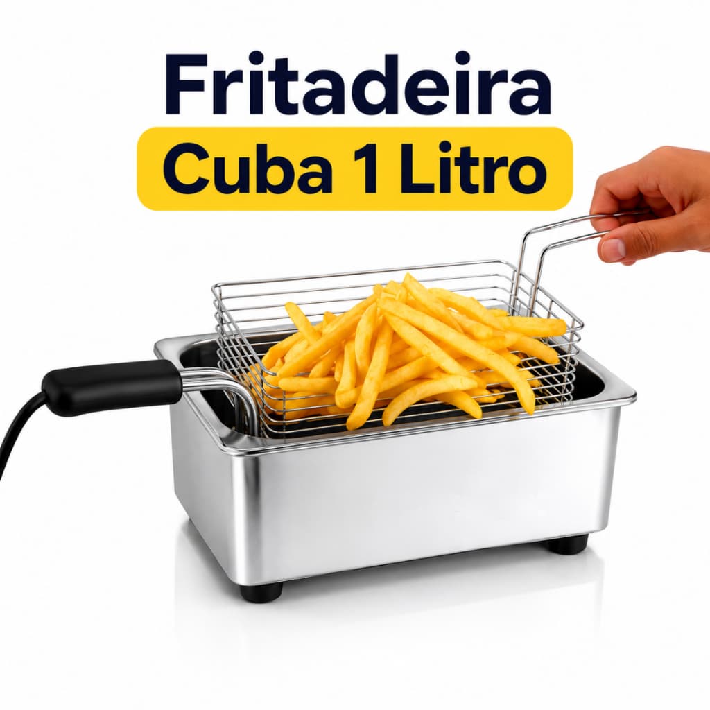 Fritadeira Elétrica Industrial Cuba 1 Litro A Óleo para Pasteis Coxinhas Salgados 110v ou 220v