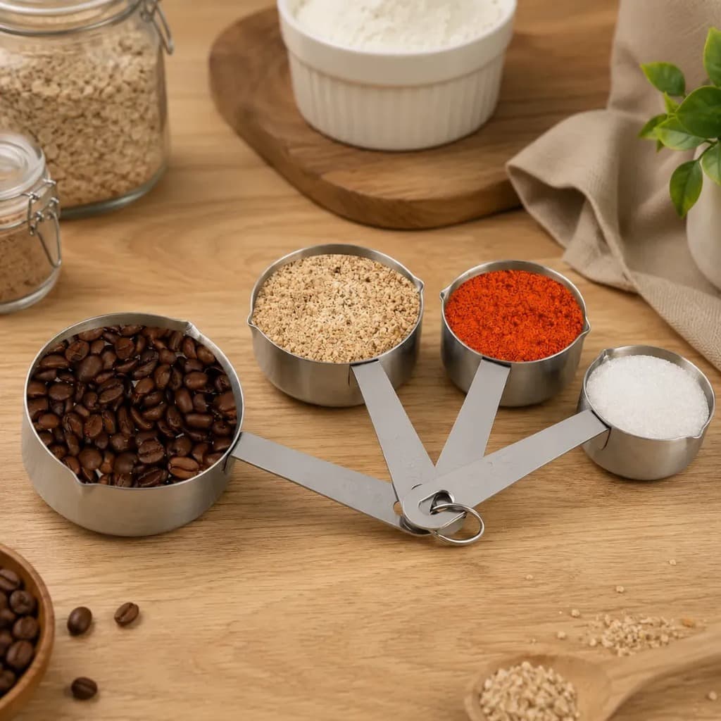 Kit Medidores de Cozinha em Aço Inox 4 Peças Culinário Cozinha Inox Confeitaria