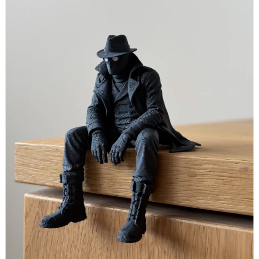 Figura Decorativa Spider-Noir Sentado | Mini Estátua Colecionável para Prateleiras e Monitores | Impressão 3D