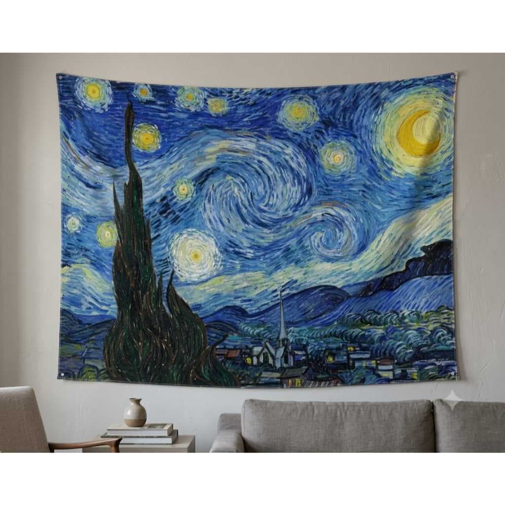 Bandeira Decorativa A Noite Estrelada Decoração Vincent van Gogh