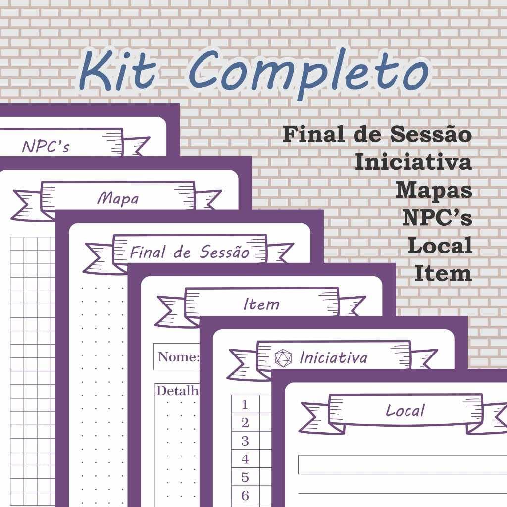 Bloco de anotações RPG - NPC, Mapa, Iniciativa, Item, local e resumo - Compativel com todos os sistemas