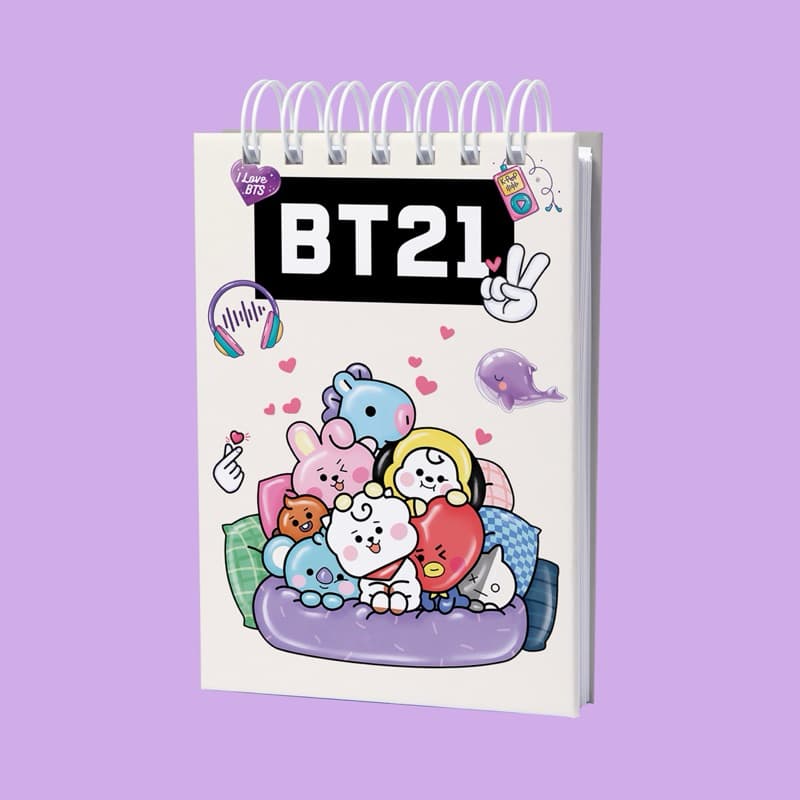 Bloco De Anotações BT21 Miolo Decorado Capa Dura Bloco Notas Papelaria Fofa BTS Presente ARMY