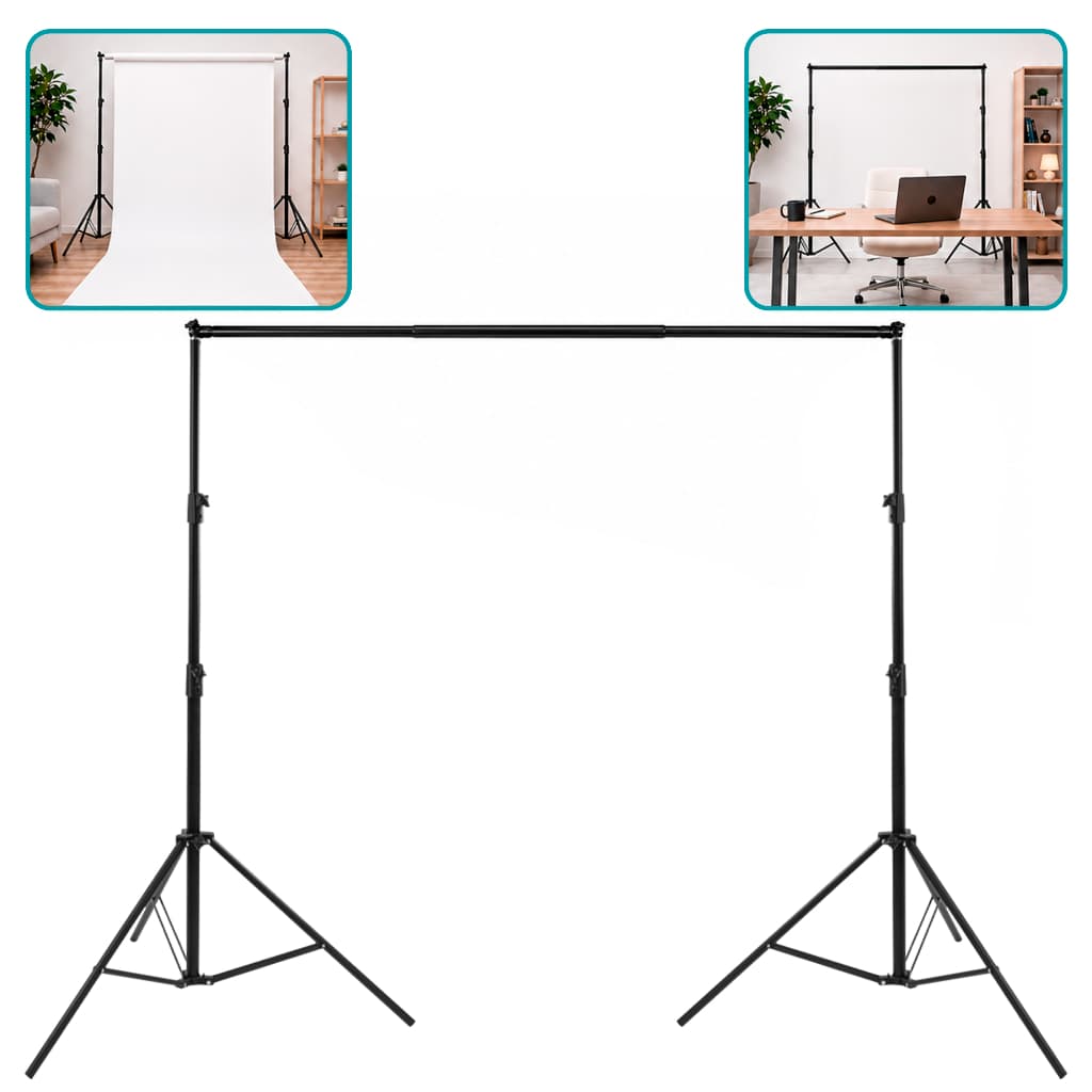 Suporte para Fundo Infinito 2,5x3m com Barra Telescópica e 2 Tripés para Estúdio Fotos Vídeos Lives e Conteúdo