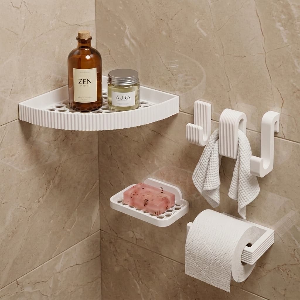 Kit 6 Peças de Banheiro Completo Conjunto Para Lavabo Prático