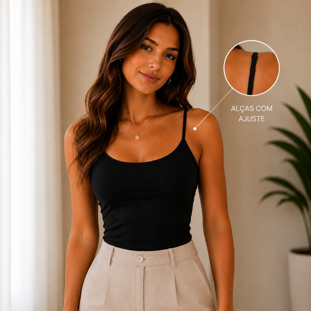 Blusa Alcinha Feminina Regata Suplex Com Ajuste na Alça Premium Segunda Pele Básica Elegante Moda Blogueira