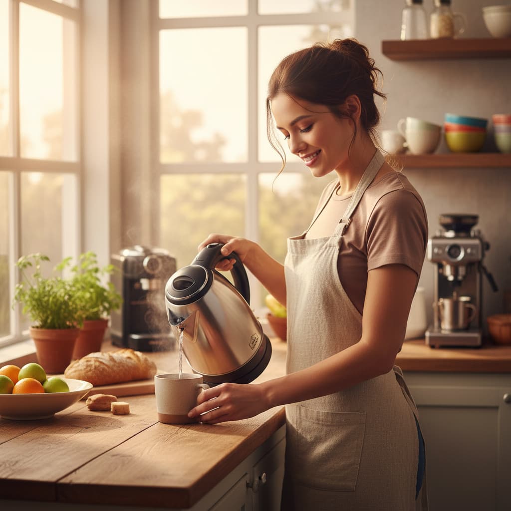 Chaleira Elétrica Inox 1,8 Litros 220V 1500W Jarra Elétrica Café Chá Aquecimento Rápido