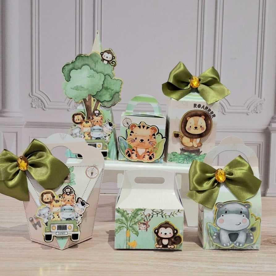 Caixa Milk Safari Personalizada | Lembrancinha Festa Safari Baby | Caixa Decorada com Nome e Idade