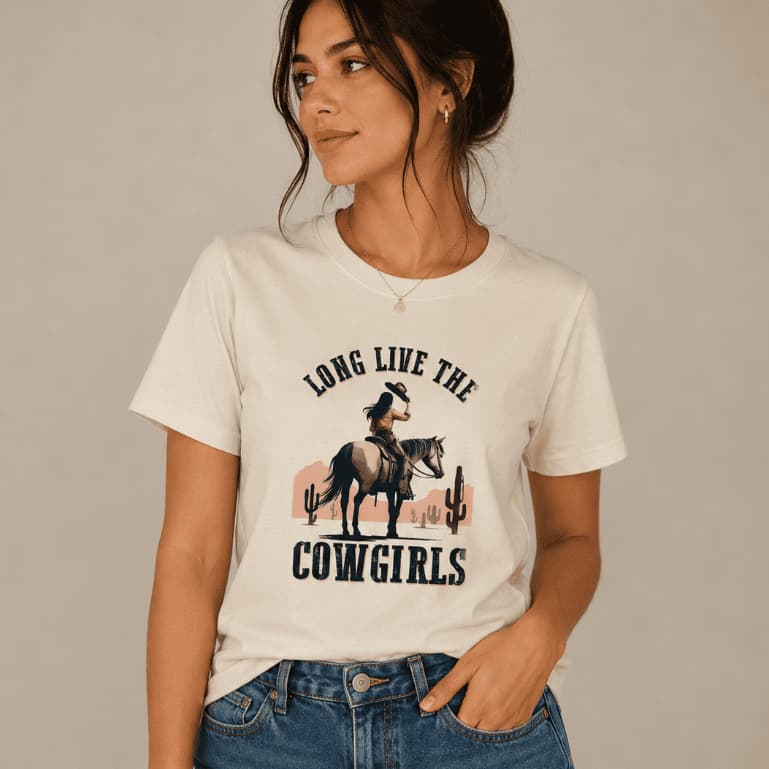Camisa Camiseta Feminina Country Blusa Rodeio T-Shirt Boiadeira Malha Premium Algodão