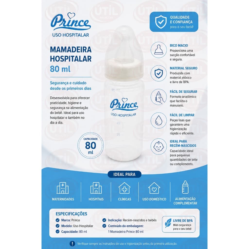 MAMADEIRA 80 ML HOSPITALAR AUTOCLAVAVEL  COM MINI BICO REDONDO