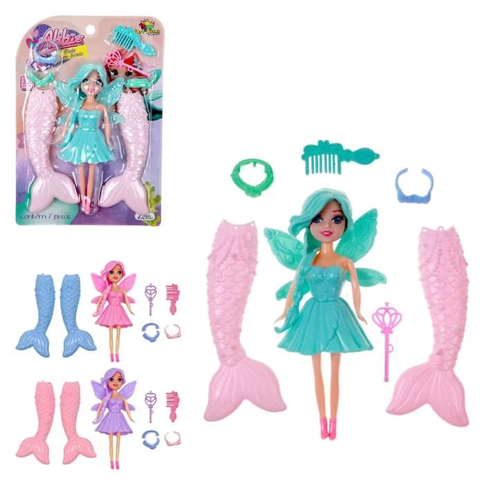 Boneca Abbie fada troca roupa sereia – boneca magica com acessórios de sereia