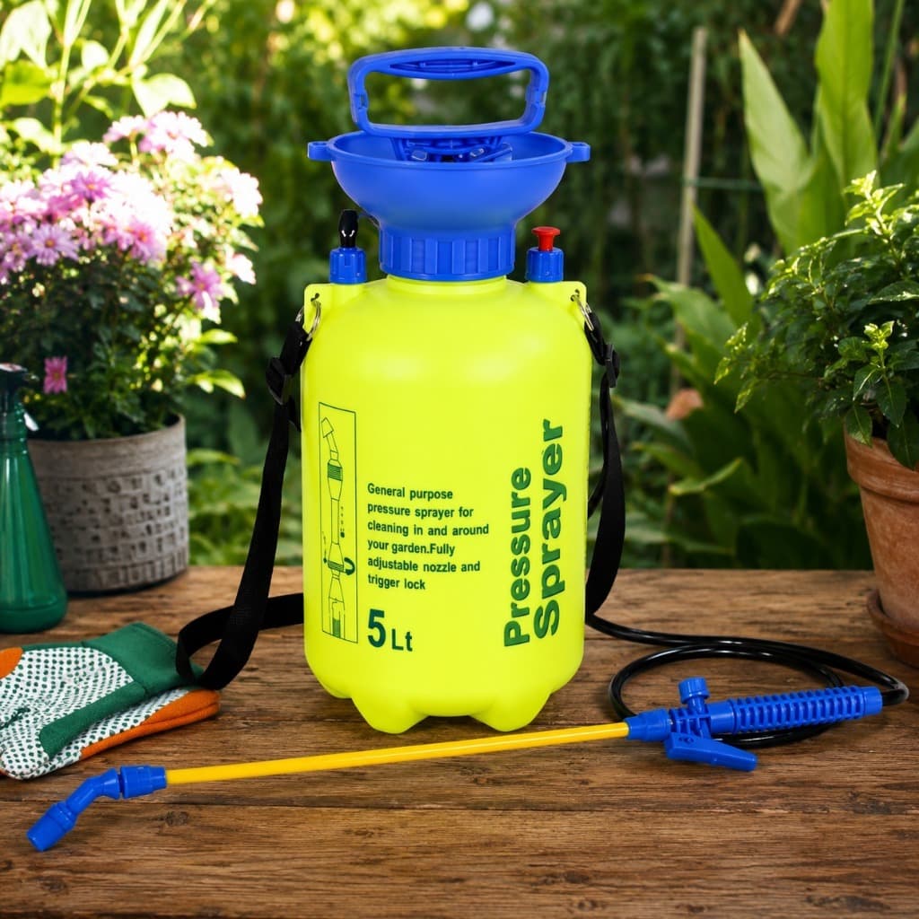 Pulverizador Manual Bomba Pressão Veneno Inseticida Jardim Horta Plantas Mato Agrícola com Mangueira 5 Litros - Vencedor