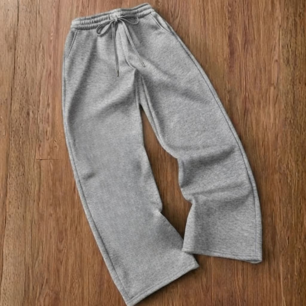 Calça 100% de Moletom Streetwear Wide Leg Largona Unissex Lisa Para Treino Trabalho Faculdade Moda Gringa