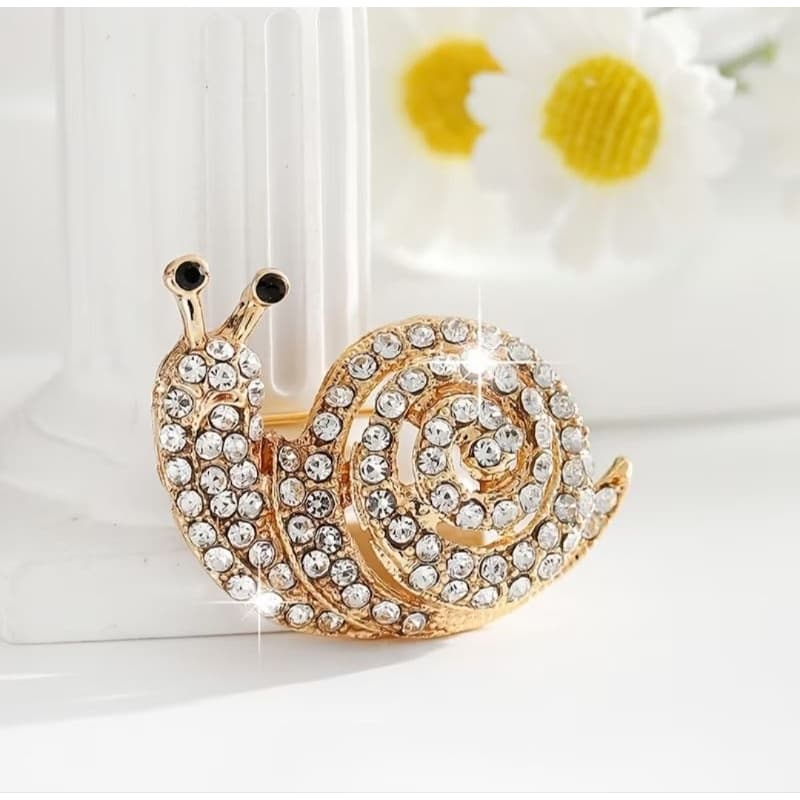 Broche strass caracol dourado para roupas bolsas cachecol acessórios em geral