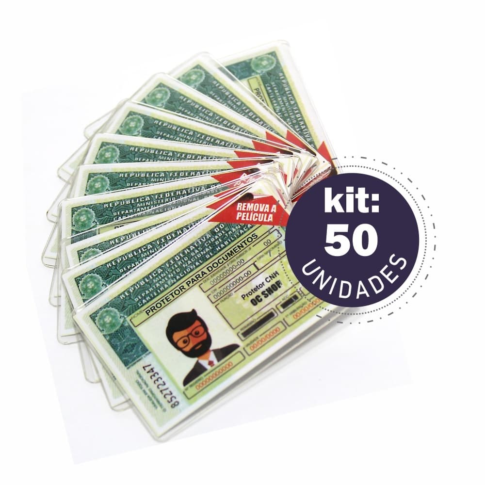 Kit 50 Capa Porta Acrílico Plástico CNH Carteira Habilitação