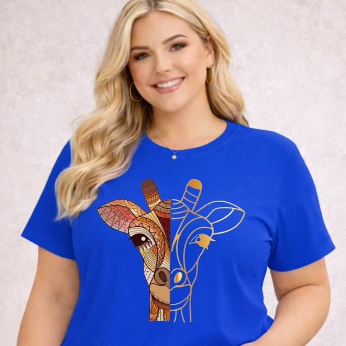 Blusa Feminina Plus Size Gola Redonda Manga Curta 100% Algodão