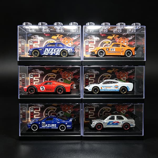 Kit 6 Carrinho Miniatura Esportivo de Corrida com Estojo Expositor Colecionável