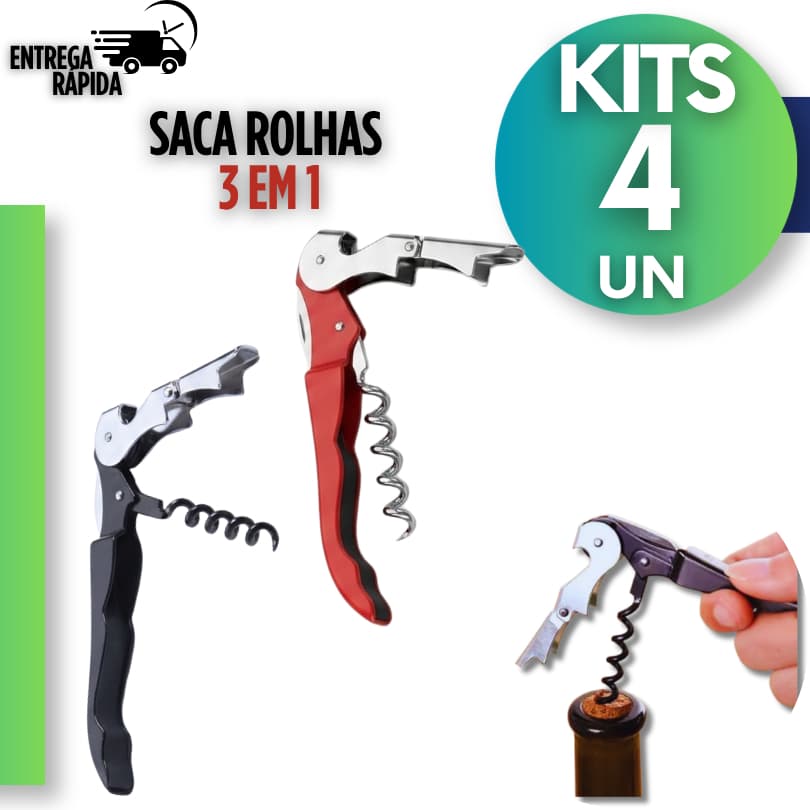 Saca Rolhas Garçom Profissional Em Aço Inox  Abridor de Vinho  Estágios com Faca Premium